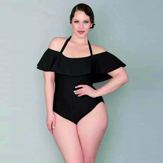 large size one-shoulder velvet fabric One-piece swimsuit