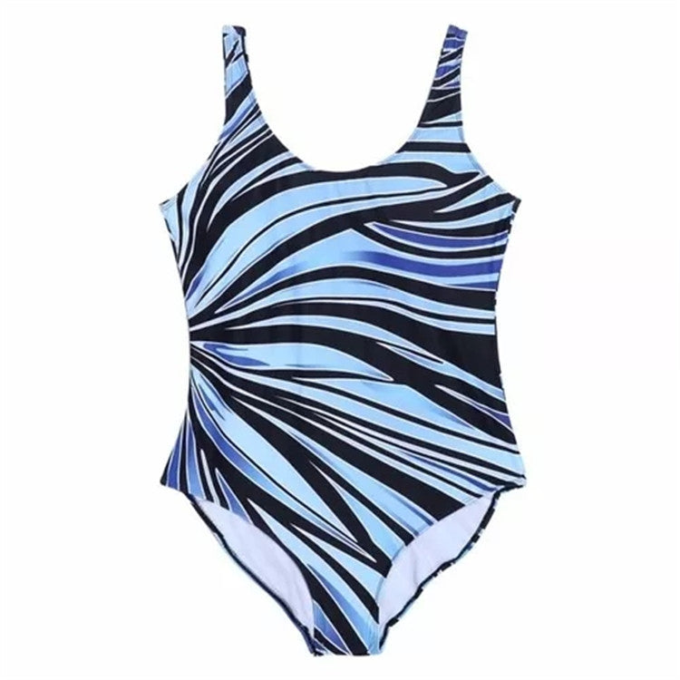 Oversized Feipo Stripe Print and fat all ONE-PIECE SWIMSUIT