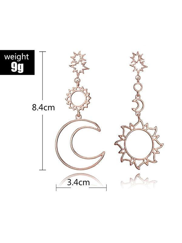 Hollow Vintage Sun&Moon&Star Pattern Pendant Earrings