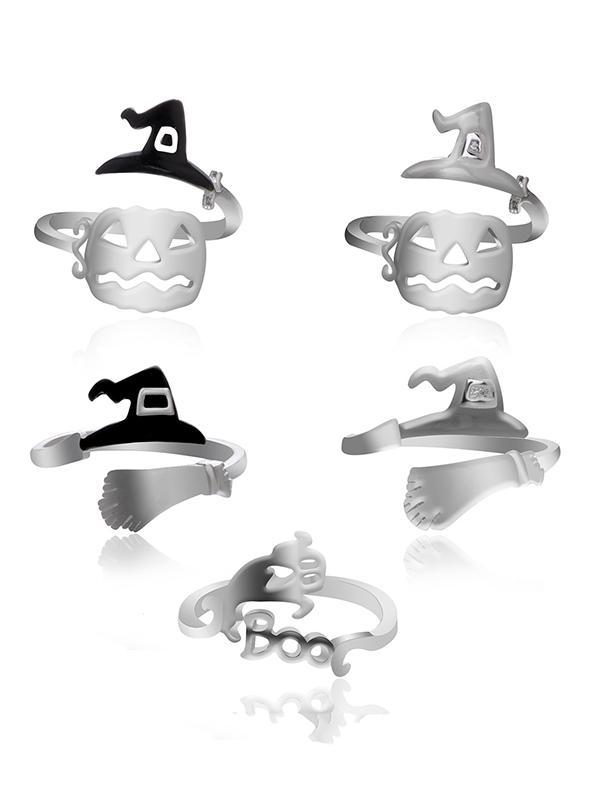 Halloween Witch's Hat&Broomstick Hollow Rings