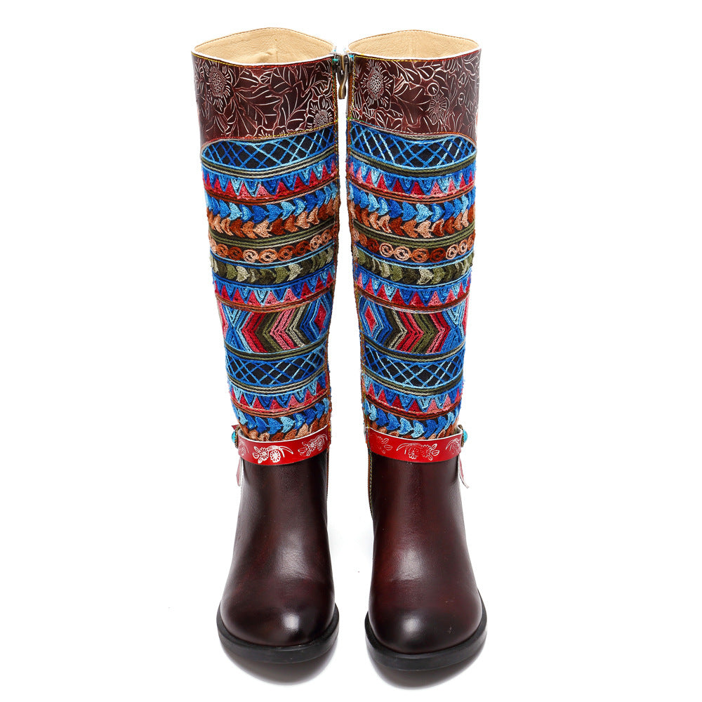 Leisure retro knee-length women's boots