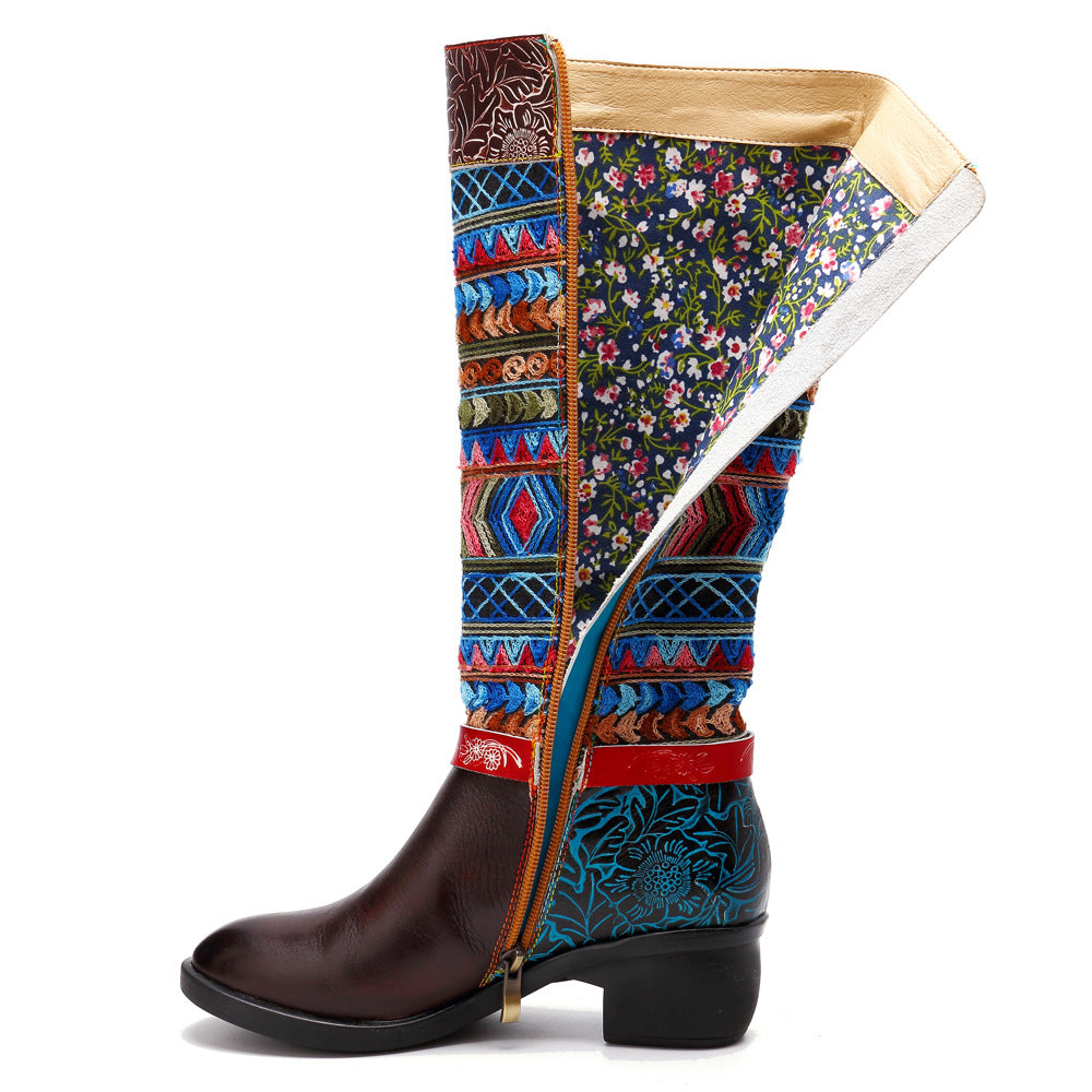 Leisure retro knee-length women's boots