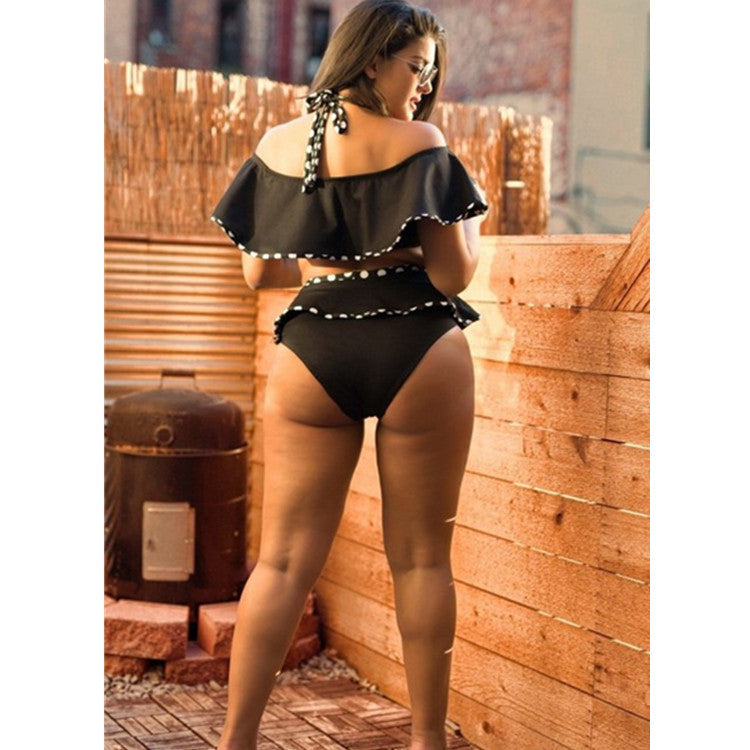 Big sized fat woman's shoulder-length lotus skirt ONE-PIECE SWIMSUIT