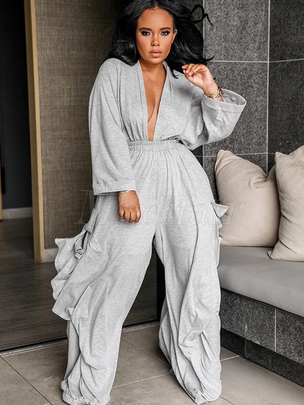 Loose Blouses and Wide Leg Pants Suits