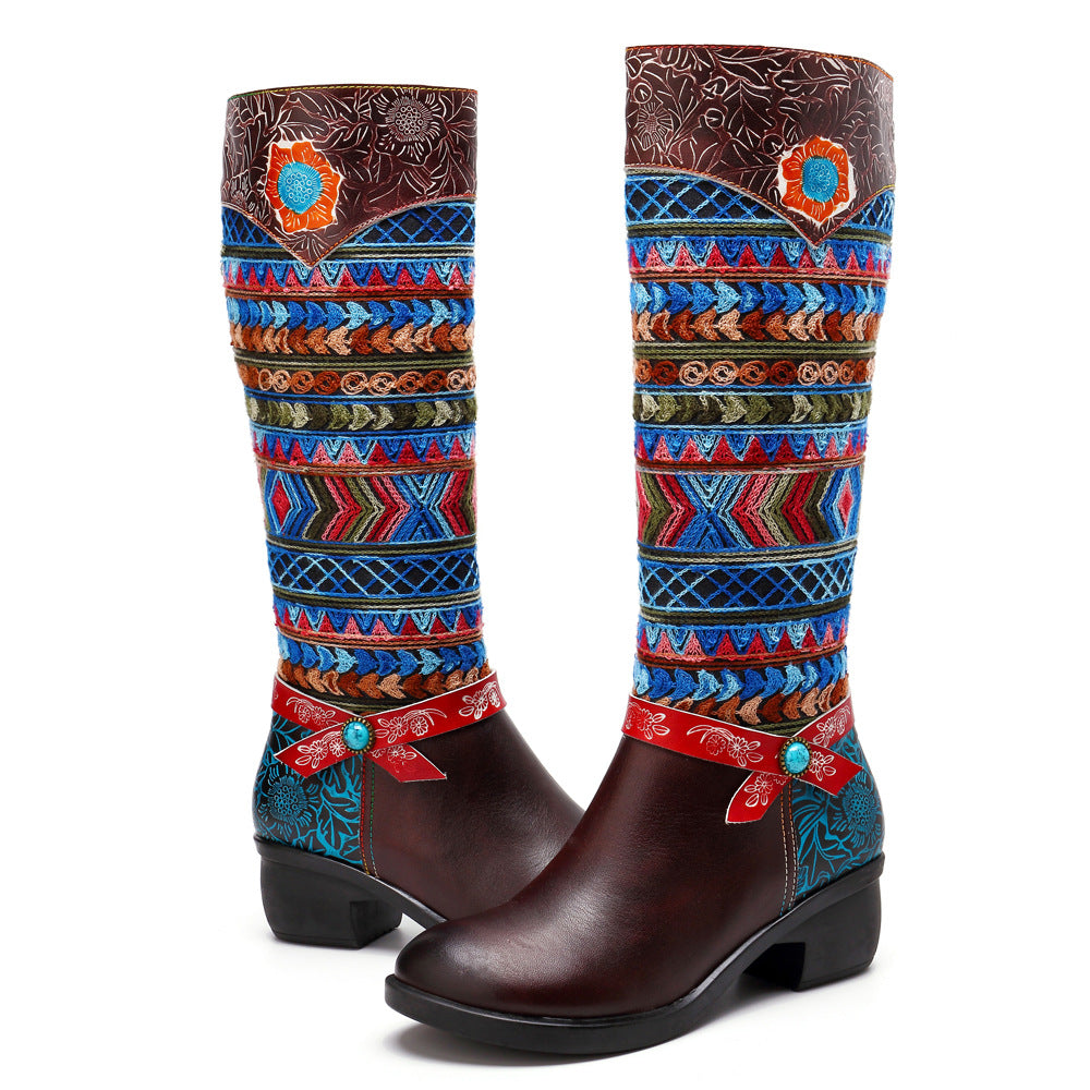 Leisure retro knee-length women's boots