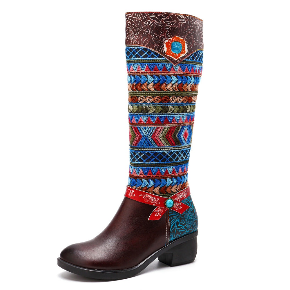 Leisure retro knee-length women's boots