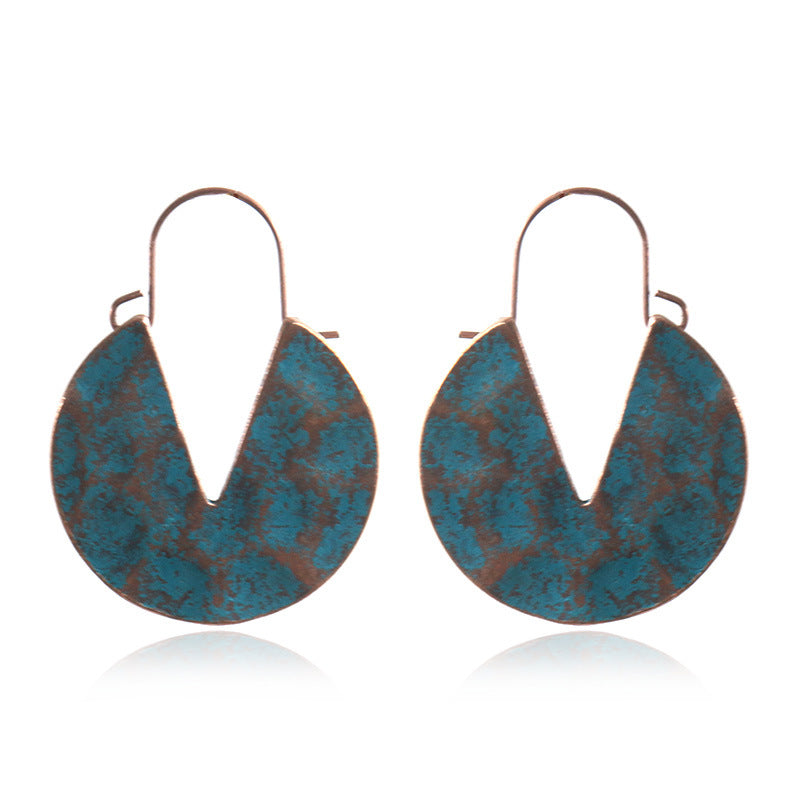 Geometric round retro earrings