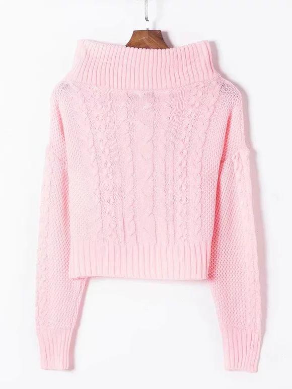 Knitting Loose Solid Color Sweater Tops