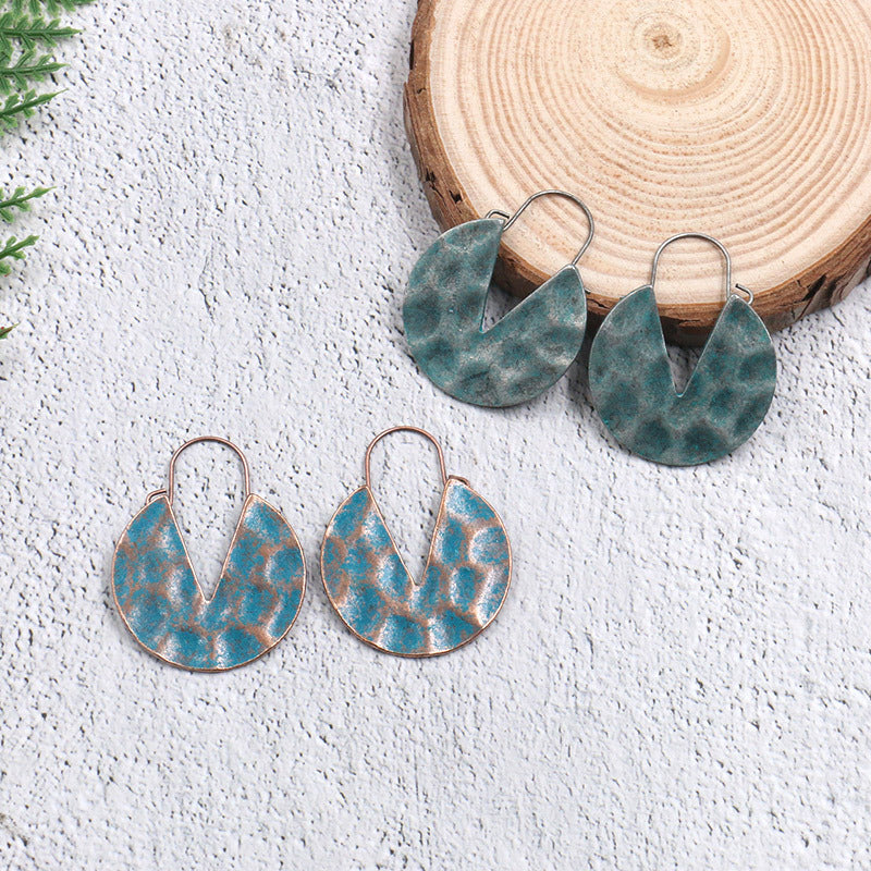 Geometric round retro earrings