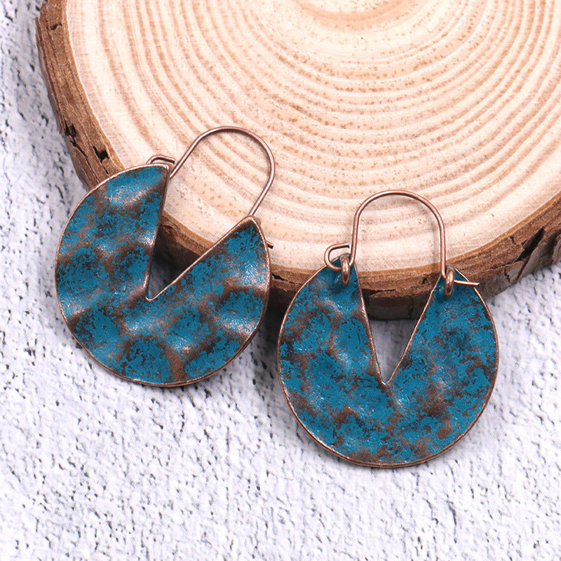 Geometric round retro earrings