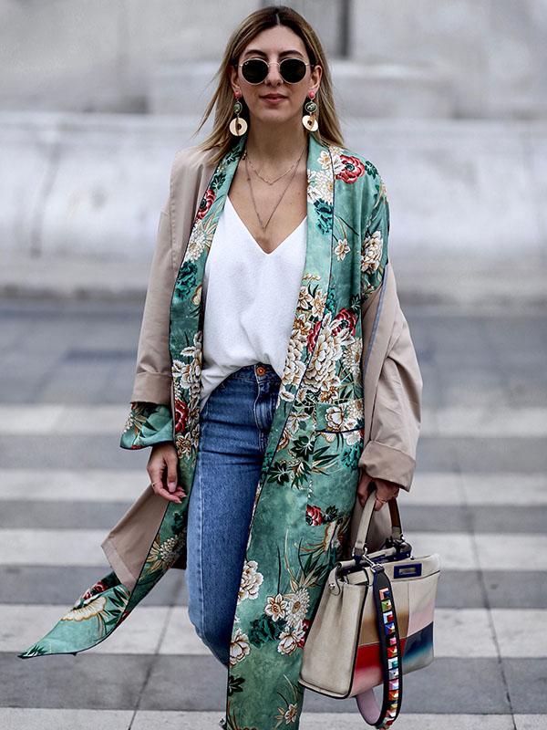 Fashion Floral Printed Cover-up Outwear