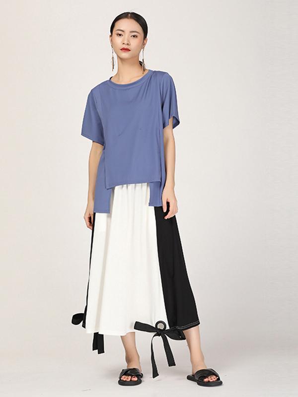 Loose Split-joint Lace-up Skirt