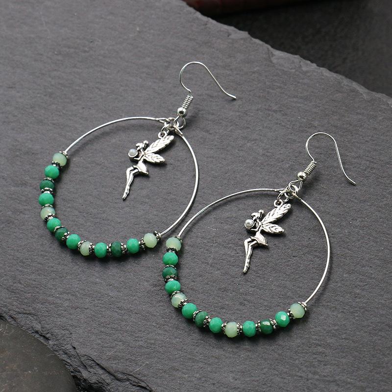 Buykud Simple Casual Beads Alloy Angel Earrings