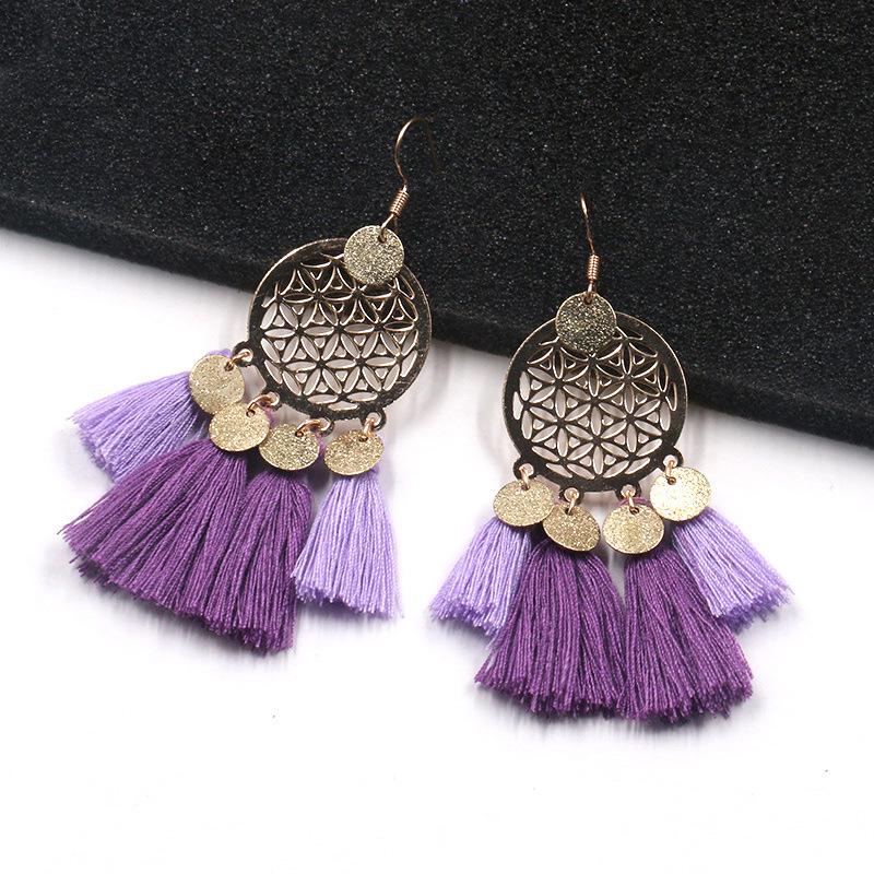 Hot tassel fashion gold round hollow Bohemian jewelry Earrings Wholesale