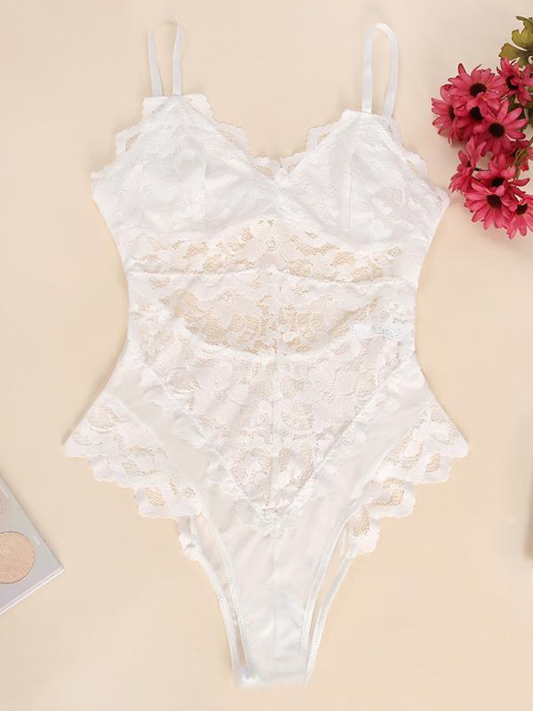 Lace Split-Joint Hollow One-Piece Bodysuit Lingerie