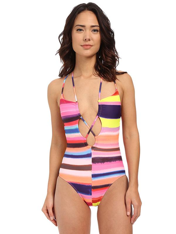 Colorful Bandage One-Piece Swimwear