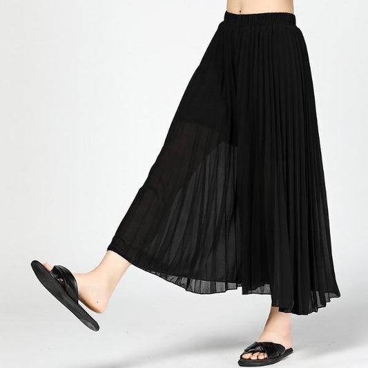 Chiffon Pleated  Ankle Length Wide-Leg Pants