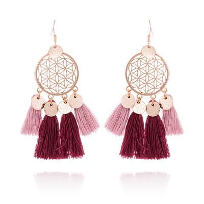 Hot tassel fashion gold round hollow Bohemian jewelry Earrings Wholesale