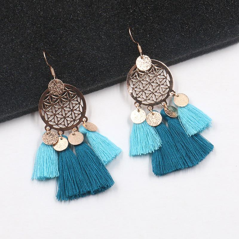 Hot tassel fashion gold round hollow Bohemian jewelry Earrings Wholesale