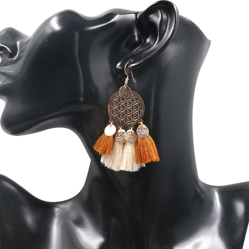 Hot tassel fashion gold round hollow Bohemian jewelry Earrings Wholesale