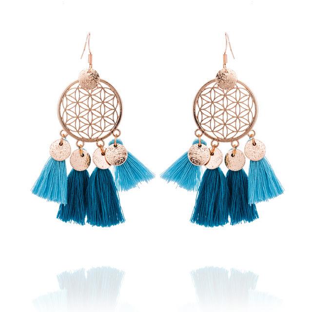 Hot tassel fashion gold round hollow Bohemian jewelry Earrings Wholesale