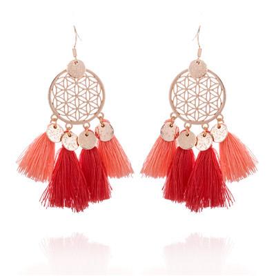 Hot tassel fashion gold round hollow Bohemian jewelry Earrings Wholesale