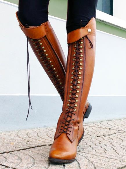 Vintage Rivet Knee High Boots