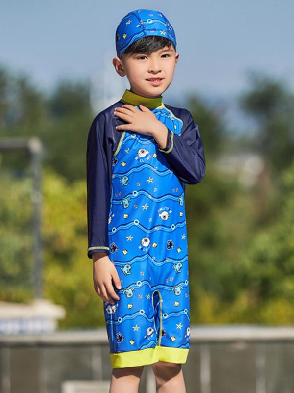 AONIHUA Waves Printed Little Boy Swimwear