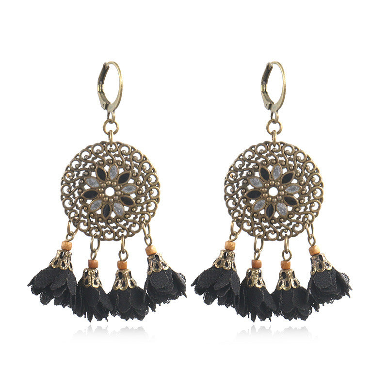 Long tassel Flower Earrings