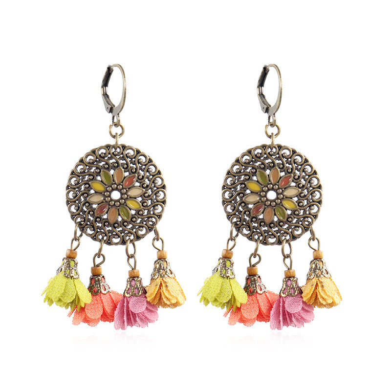 Long tassel Flower Earrings