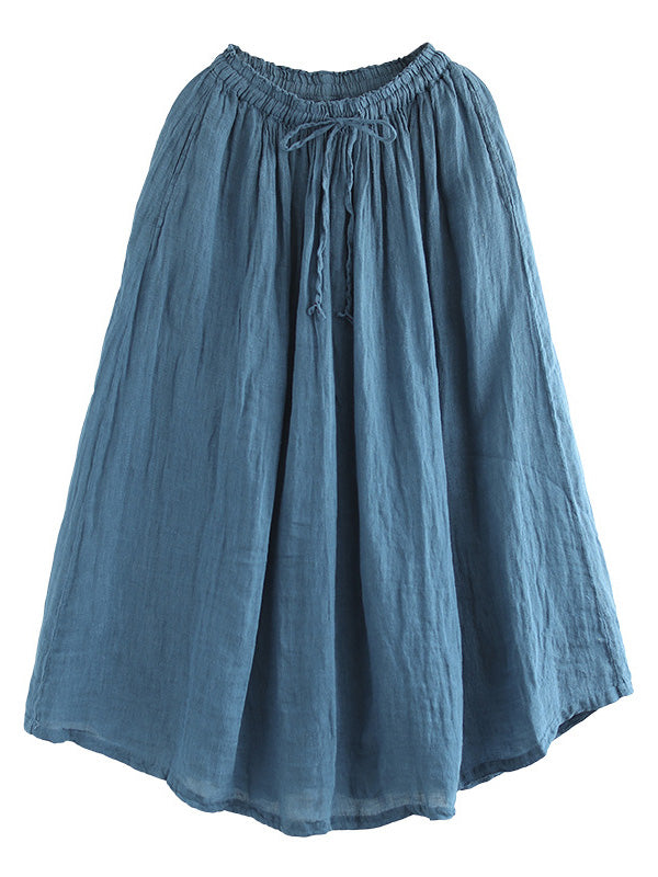 Casual Solid Color Drawstring Empire A-Line Skirt