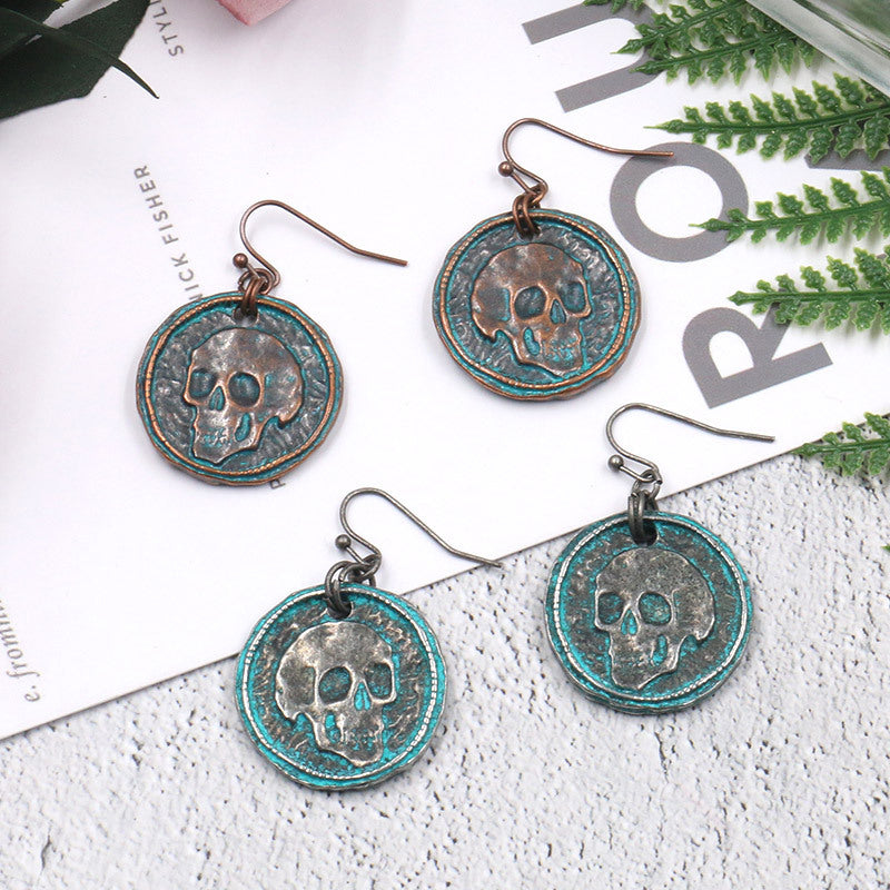 Alloy retro skull earrings