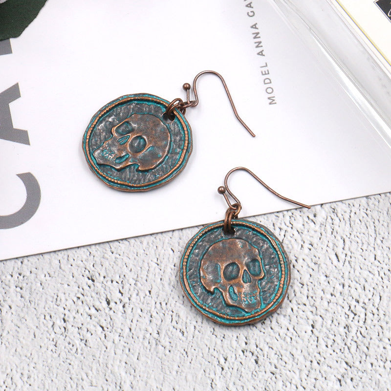 Alloy retro skull earrings