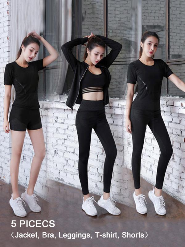 Solid Multiple Pieces Workout Yoga Suits