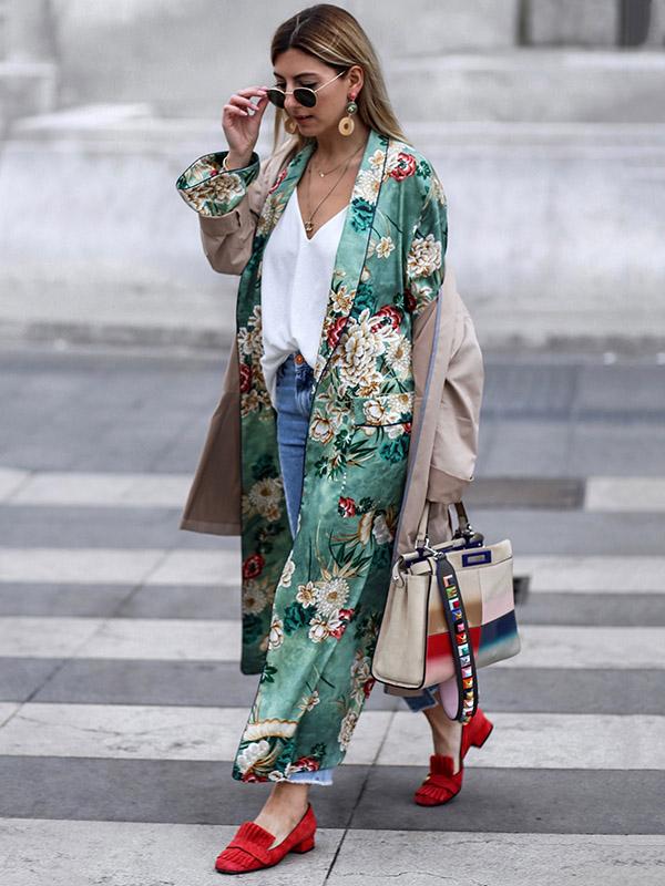 Fashion Floral Printed Cover-up Outwear