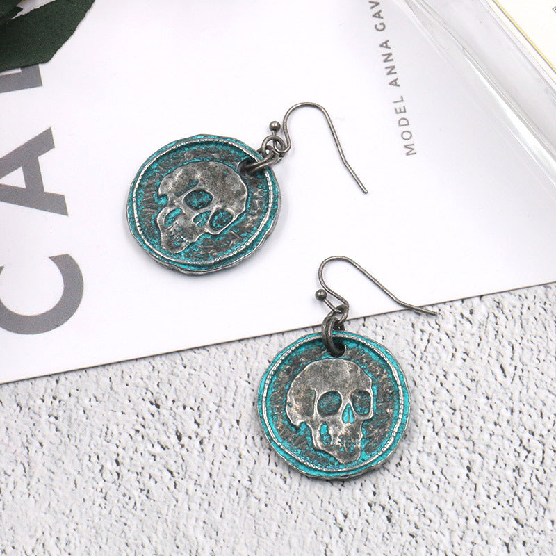 Alloy retro skull earrings