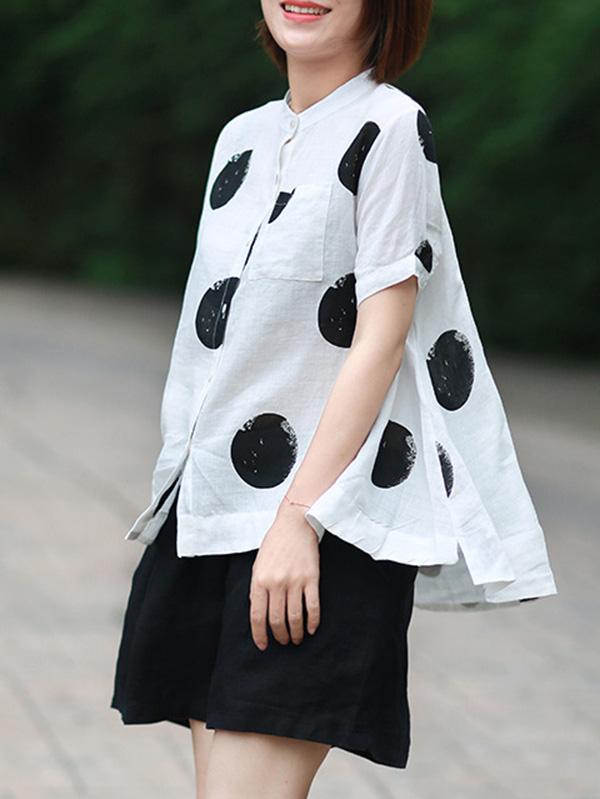 Loose A-line Polka-dot T-shirt