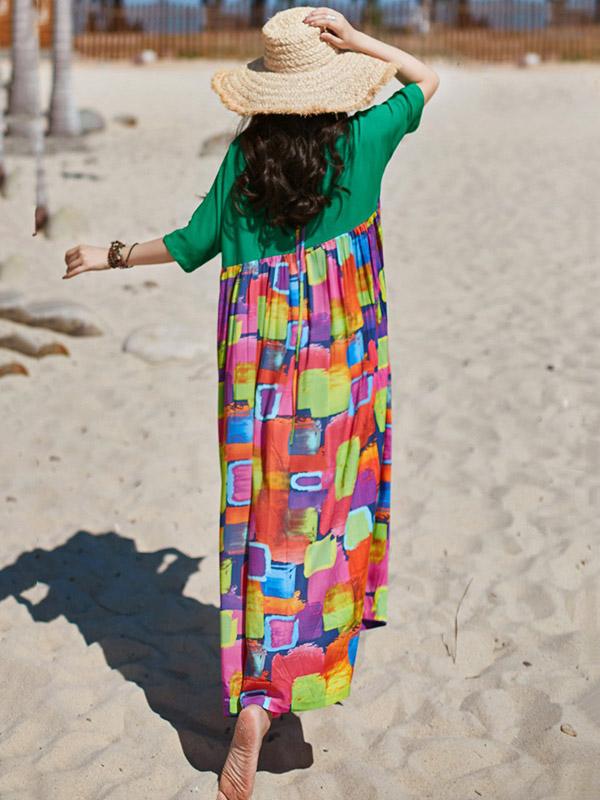 2019 Summer New Original Fashion Loose Split-joint  Maxi Dress