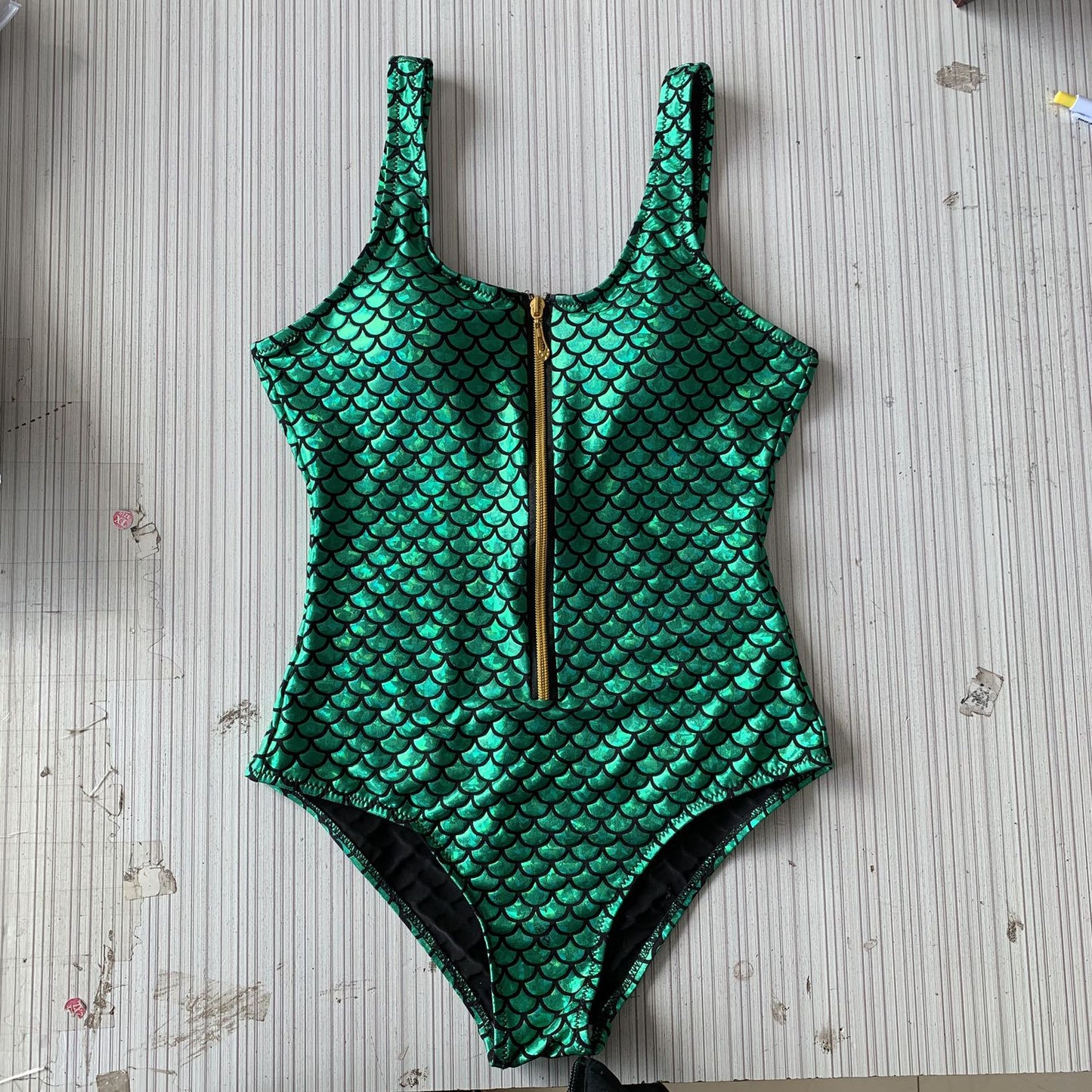 Mermaid zipper one-piece swimsuit