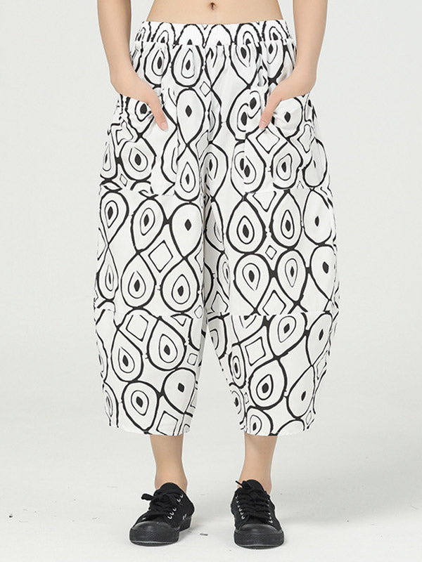 Original Asymmetric Printed Wide Leg Loose Pants