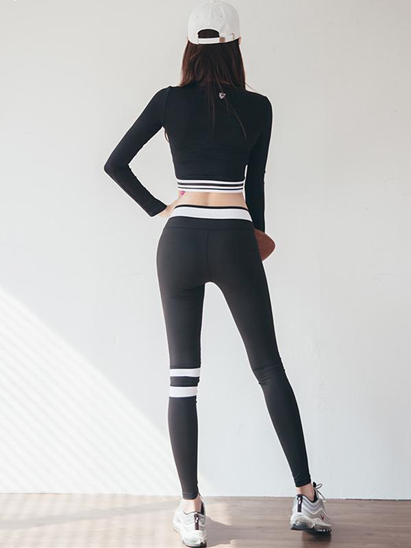 Long Sleeve Short Tops and Tight Leggings Yoga&Gym Suits