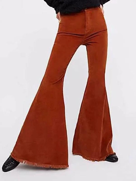 Solid Color Bell-bottom Pants