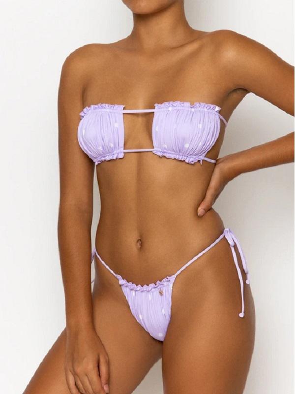 Sexy Fold Hollow Bikini Swimsuit