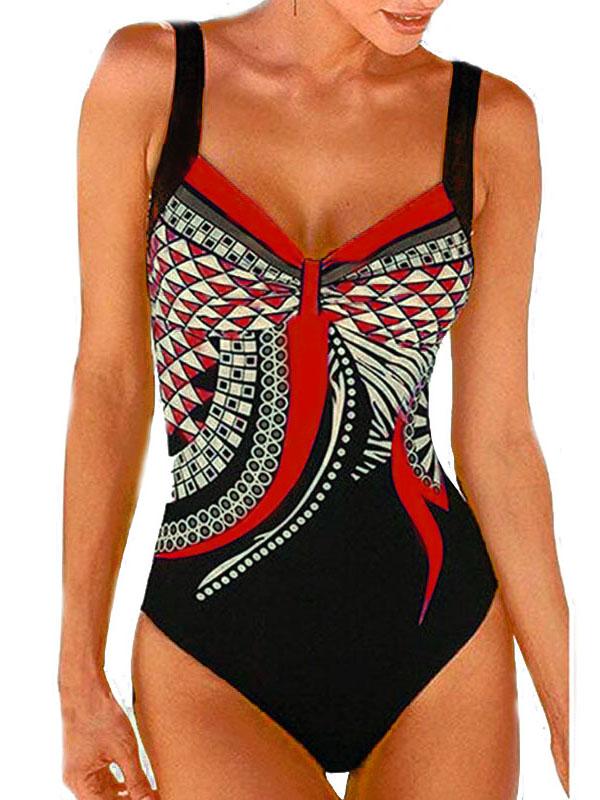 Retro Printed One-piece Swimwear