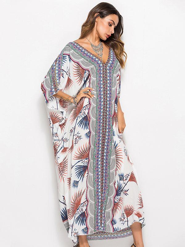 Loose Floral Printed Beach Kaftans