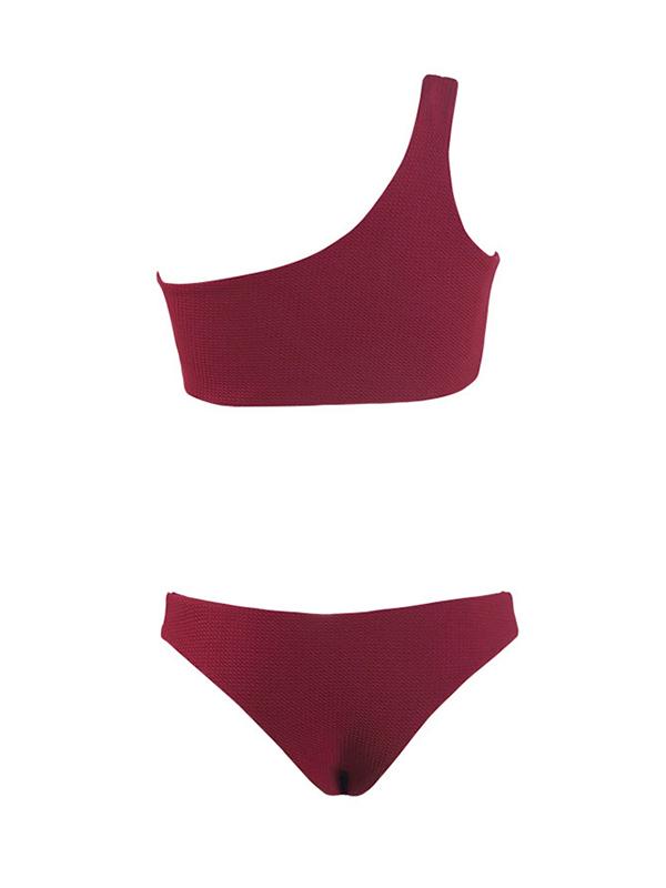 Burgundy Textured Bikini Set