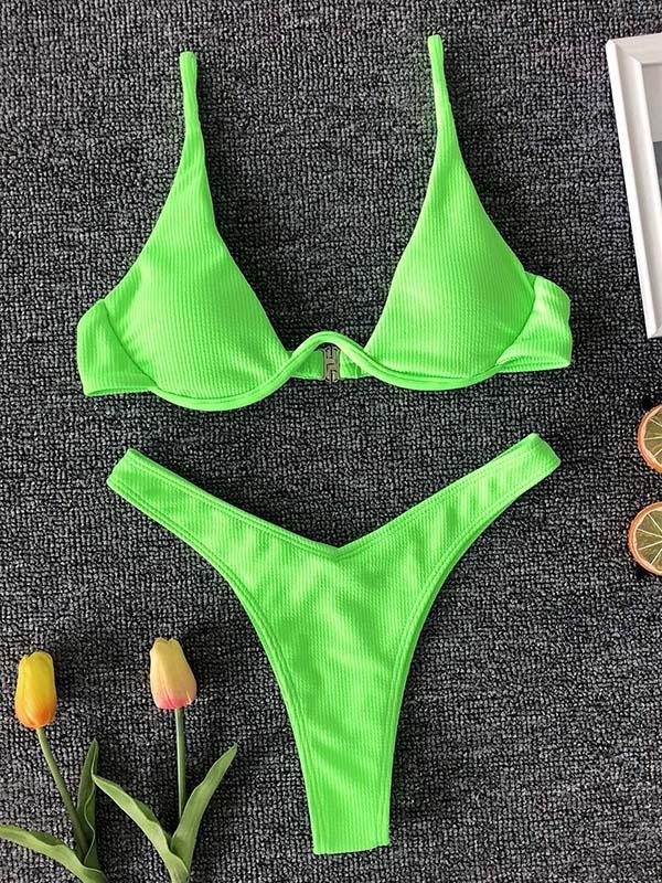 Sexy Spaghetti-Neck Padded Triangles Bikini Swimsuit