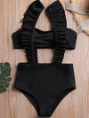 Bandeau Falbala High Waisted Bikinis Swimwear