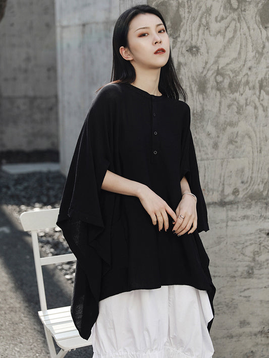 Fashion Batwing Sleeves Half Sleeves Split-Side Blouses Top