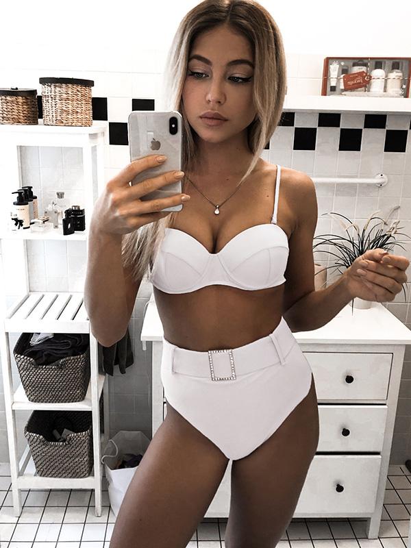 Sexy Spaghetti-Neck Bralette High Waist Bikinis Swimwear